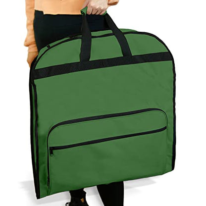 Dalix 60" Foldable Garment Bag Suits Cover Dresses w Front Pocket - color: Dark Green