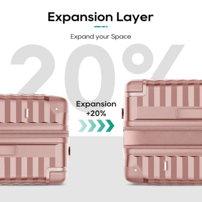 Joyway Expandable 20 Inch Carry on Luggage with Front Pocket, Rosa Gold - color: Rose Gold, size: Carry On 20Inch-EXT