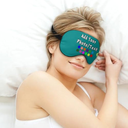 Personalized Eye Mask 1-200 Pcs Custom Eye Cover for Men&Women Customized Eyeshade with Adjustable Strap for Sleeping Travel Work Naps, Darkcyan - color: Darkcyan