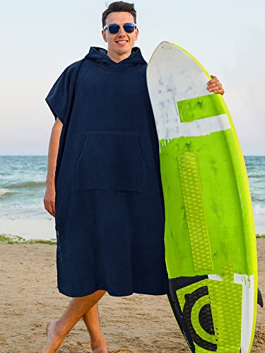 SUN CUBE Surf Poncho Changing Robe with Hood, Wetsuit Changing Hooded Towel - color: Navy