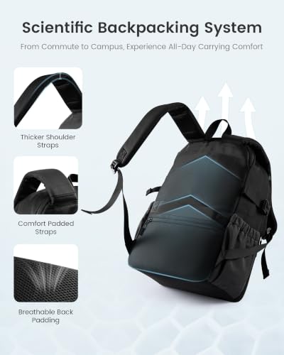 LOVEVOOK Laptop Backpack for Men Women with Giant Tumbler Holder Pocket - color: Black-dark Gray, size: 17.3 inch