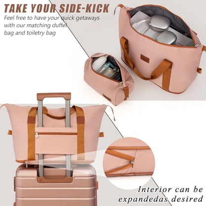 Cosbarn Luggage Sets 5 Piece, Hardshell Suitcases with Wheels, TSA Lock - color: RoseGold