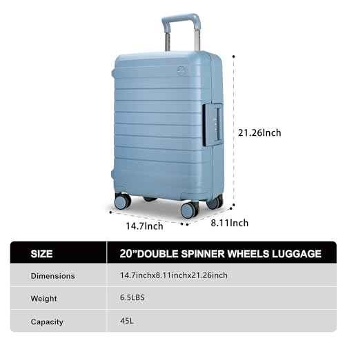 Luggage Sets 2 Piece, 20/28 Inch Hardside Zipperless Durable Suitcases with Spinner Wheels & TSA Lock, Blue - color: Blue