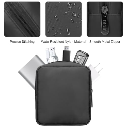 Electronics Travel Organizer, Small Tech Pouch for Cables & Chargers - color: Black