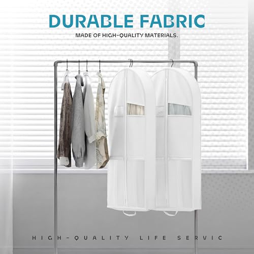 43" Travel Garment Bag with Accessories Zipper Pocket, Heavy Duty Suit Bag for Suits, Tuxedos, Dresses, Coats, White, 1 pack - size: 43inch-1 pack-White