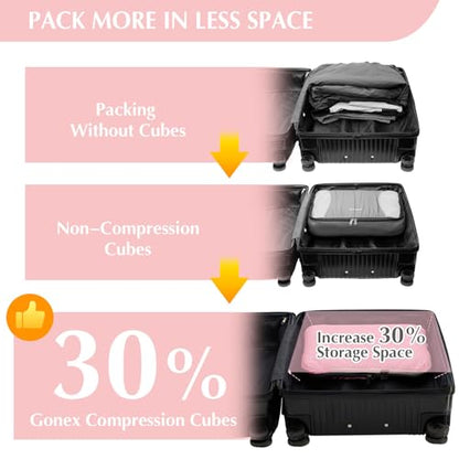 Gonex Compression Packing Cubes, 4-Piece Expandable Travel Organizers - color: 4-Pink, size: 4 Set