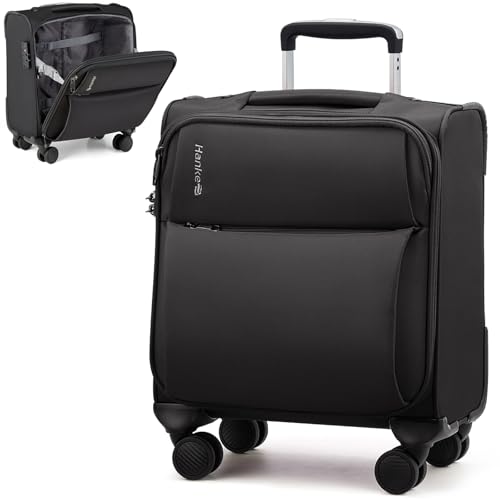 Hanke Underseat Carry On Luggage with Wheels, Small Suitcase, Rolling Bag - color: Black, size: 16 Inch Underseat
