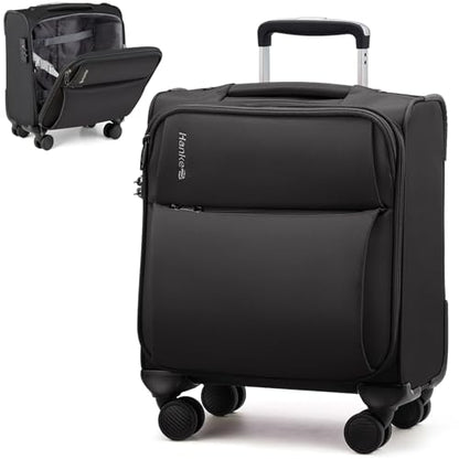 Hanke Underseat Carry On Luggage with Wheels, Small Suitcase, Rolling Bag - color: Black, size: 16 Inch Underseat