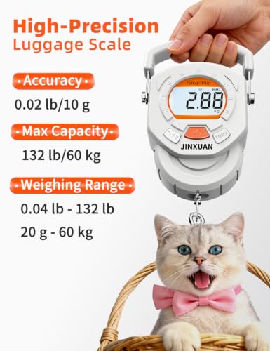 Fishing Scale 132lb/60kg Luggage Scale Digital Fish Scale with Backlit LCD Display, Fish Weight Scale Luggage Weight Scale Hanging Scale with 4 Units USB Cord, Fishing Accessories Fishing Gift - style: USB Rechargeable