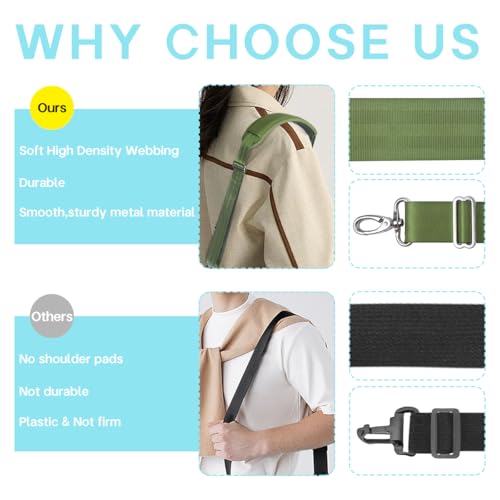 Bag Shoulder Strap Universal Replacement, Green | Removable Shoulder Pad, with Metal Hooks for Luggage Messenger Briefcase Computer Crossbody Bags Laptop Tool Case - color: Green