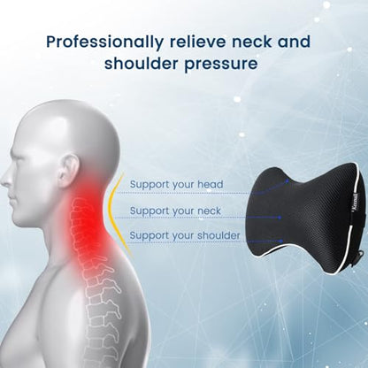 Keemall Inflatable Car Neck Pillow for Driving, Travel, Camping & Office - color: Black, size: Medium