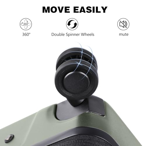 20 Inch Softside Suitcase with Spinner wheels, Carry on Luggage with & USB Port,Hybrid Soft Front & Hard Shell Large Checked Luggage with TSA Lock, Green - color: Green, size: 20 Inch