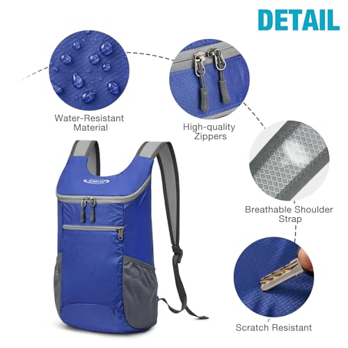 G4Free 10L Lightweight Packable Hiking Backpack, Nylon Daypack Daily Travel - color: Sapphire, size: Small