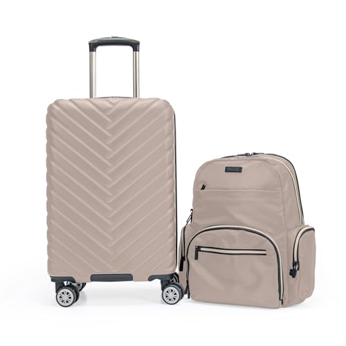 Kenneth Cole REACTION Madison Square Lightweight Hardside Chevron Expandable Spinner Luggage, Taupe, 2-Piece (20" Carry On + Sophie Backpack) - color: Taupe, size: 2-Piece (20" Carry On + Sophie Backpack)