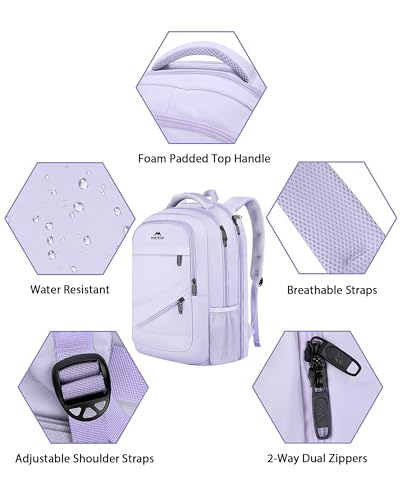 MATEIN Extra Large Laptop Backpack for Women, TSA Friendly Carry On Bag - color: Purple, size: 18 Inch