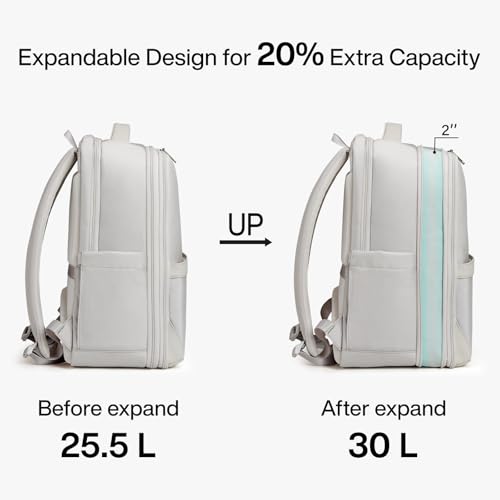 Hanke Expandable Travel Backpack 17 Inch, Full-Open Laptop Backpack, Grey - color: Grey (Cool Grey), size: 17 Inch