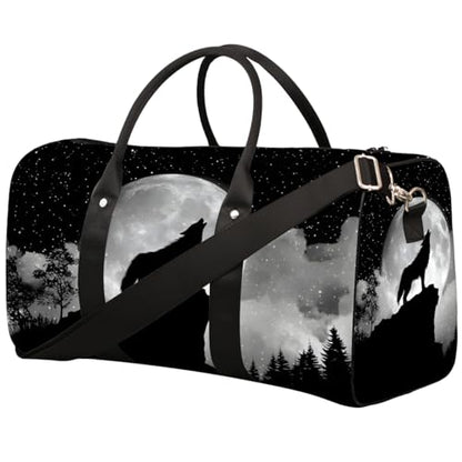 Moon Wolf Travel Duffel Bag Sports Tote Gym Bag Weekender Workout Bags - color: A-26