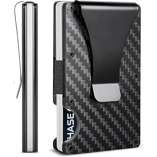 Minimalist Slim Wallet for Men,RFID Blocking Metal Wallet,Aluminum Credit Card Holder & Money Clip 12-15 Cards,Slim Rfid Front Pocket Mens Wallet - color: A3 Matte Carbon Fiber