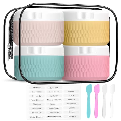 BPA Free Silicone Cream Jars - TSA Approved 3oz Travel Size Containers, Leak-proof with Lid for Cosmetic, Face, Hand, Body Glitters - color: Pink, size: 90ML