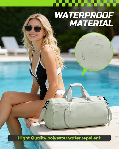 WISEPACK Gym Bag for Women with Shoe Compartment Travel Duffel Bag Green - color: I3-Grass Green