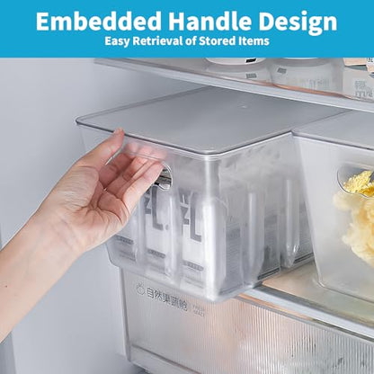 Clear Stackable Fridge Organizer with Lids, 4 Pack Large 11.5×7.5×6 Inch - color: 4 Pack, size: L with Lids (11.5"L x 7.5"W x 6"H)