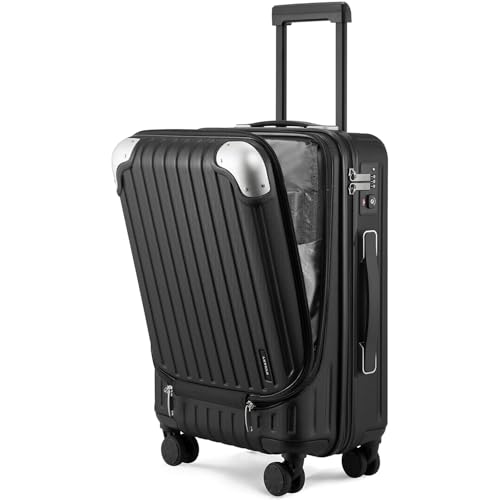 LEVEL8 Carry on Luggage 22x14x9 Airline Approved, 20" Suitcases with Wheels - color: Black, size: 20 Inch