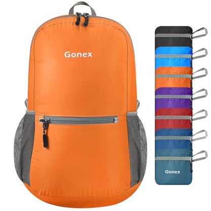 Gonex Packable Daypack Backpack 20L Lightweight Foldable Travel Bag - color: Orange
