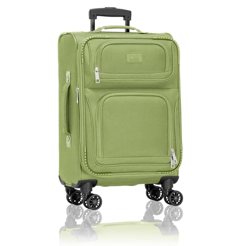 U.S. Traveler Rio Lightweight Softside Rolling Carry-on Suitcase, 4-Wheel Single, Light Green - color: Light Green, size: 22"