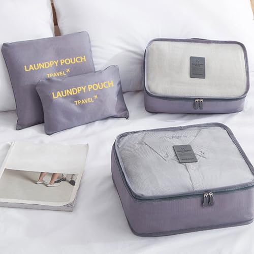 Packing Cubes 6 Set Travel Essentials for Carry on Luggage Organizers Suitcase Travel Accessories (Grey) - color: Grey 6 Set