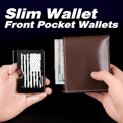 Lenvoten Upgraded Hinged Minimalist Wallet for Men, RFID Blocking Wallet - color: S8-Patriot Flag