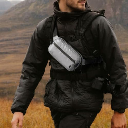 tomtoc 3.5L Sling Bag with RFID Blocking Crossbody Chest Pack for Men Women - color: Light Gray, size: 3.5L