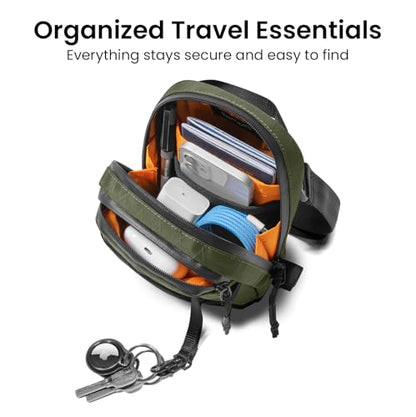 tomtoc Aviator-T37 Travel Crossbody Sling Bag with RFID Blocking, Holds Passports with Anti-theft Lockable Zippers - color: X-pac Green