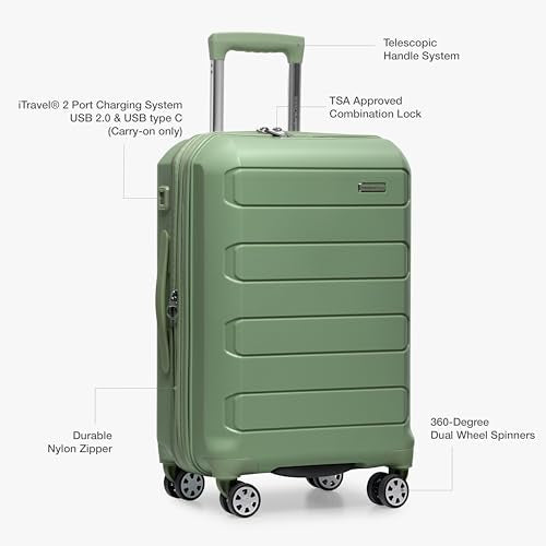 Traveler's Choice Pagosa Hardshell Expandable Luggage with Spinner Wheels, Green, 30-Inch Large - color: Green, size: 30-Inch Large