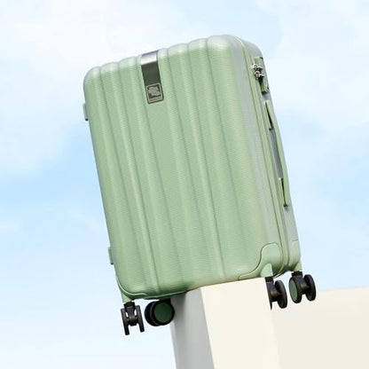 Hanke 24 Inch Luggage Suitcases With Spinner Wheels Lightweight PC Hard Shell Rolling Suitcase With Travel Lock,Checked-Medium 24-Inch(Bamboo Green) - color: Bamboo Green, size: 24 Inch