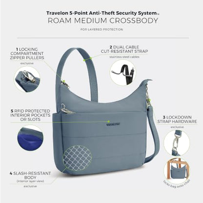 Travelon Anti-theft Roam Medium Crossbody - color: Storm