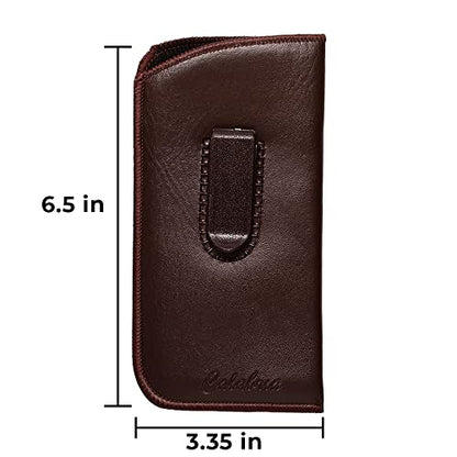 Calabria Slim Faux Leather Eyeglass Case Soft Slip-In Design [Brown - 3 Pack] | Compact Protective Pouch | Soft Case for Glasses | Lightweight Sunglass Storage - color: Brown (3-pack)