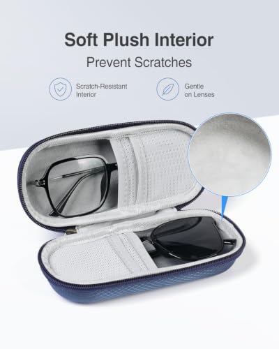 Luxtude Double Glasses Case, Double Eyeglass Case Travel Sunglass Organizer - color: Blue