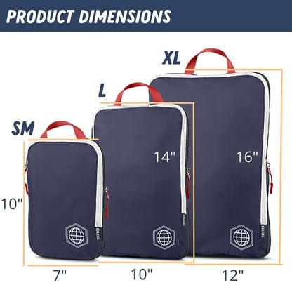 TRIPPED Travel Gear Extra Large Compression Packing Cubes 6-Piece Set - color: Navy