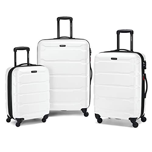 Samsonite Omni PC Hardside Expandable Luggage with Spinner Wheels, Checked-Large 28-Inch, White - color: White, size: Checked-Large 28-Inch