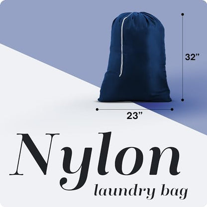 Handy Laundry XL Nylon Laundry Bag 22"x32" 2-Pack, Heavy Duty, Navy Blue - color: Navy Blue, size: 22" x 32" (Pack of 2)