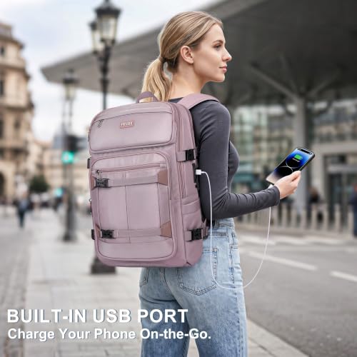PIJUSHI Travel Backpack 35L Carry On Backpack Flight Approved - color: Updated Ashen Purple