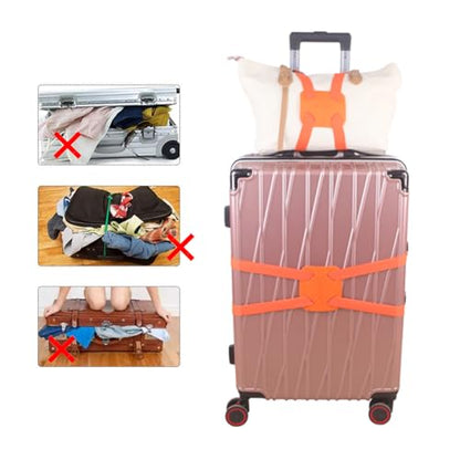 Luggage Straps Bag Bungee， Luggage Straps Suitcase Adjustable Belt，Add a Bag Easy to Travel Suitcase Elastic Strap Belt (Orange Luggage strap-1PCS) - color: Orange luggage strap