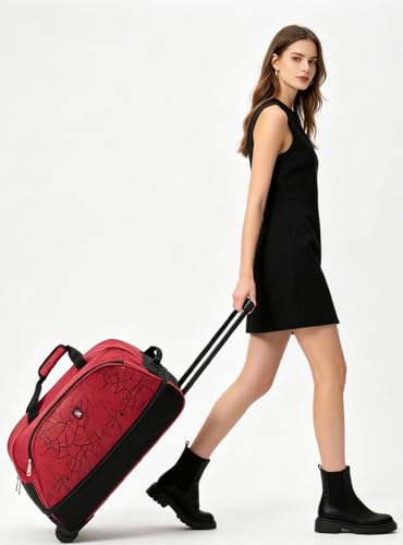 OIWAS Rolling Duffle Bag with Wheels, 22 inch Carry On Bag for Travel - color: Light Red