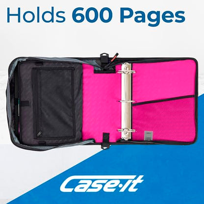 Case-it School Zipper Binder | 3-Inch O-Rings | 600-Sheet | D-146 Magenta - color: H Magenta, size: 1 Pack