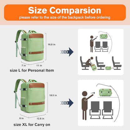 Exquisite Travel Laptop Backpack, Flight Approved Size Carry on Bag (25L) | 180° Opening, with Laptop Compartment, with Luggage Strap - color: Green, size: L (7x11x16.8")