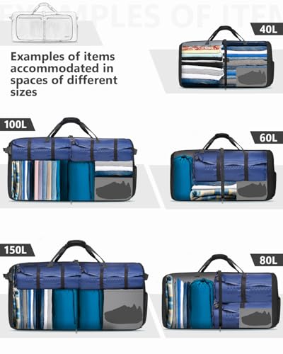 Gonex 60L Foldable Travel Duffle Bag with Shoe Compartment, Lightweight - color: Black, size: 60L