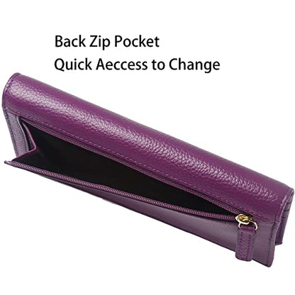 Lavemi Ultra Slim Thin Leather Women Wallet RFID Blocking Credit Card Holder Bifold Long Ladies Billfold - color: 2- Violet