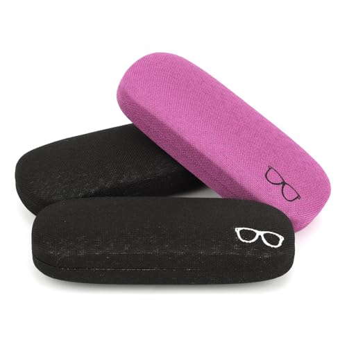 RayLove 3-Pack Hard Shell Eyeglasses Case Reading Glasses Hard Case - color: Black Black Purple