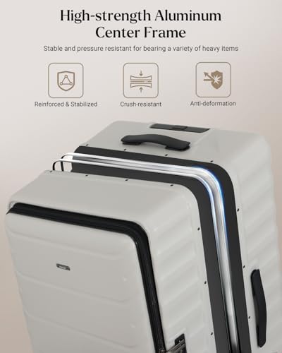 CENSIEN Luggage Sets, 20" Expandable Carry On 28" Aluminum Frame Suitcase - color: White, size: 2-Piece (20/28 Inch)