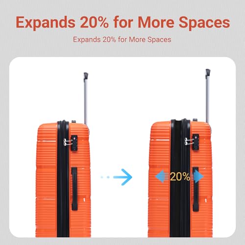 Rosamo 4 Piece PP Hardside Expandable Luggage Set - Lightweight 29/25/21/16 Inch Spinner Suitcase with TSA Lock & Telescoping Handle, Durable Travel Luggage - color: Orange